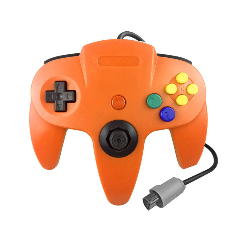 Multi-colour N64 game controller on display