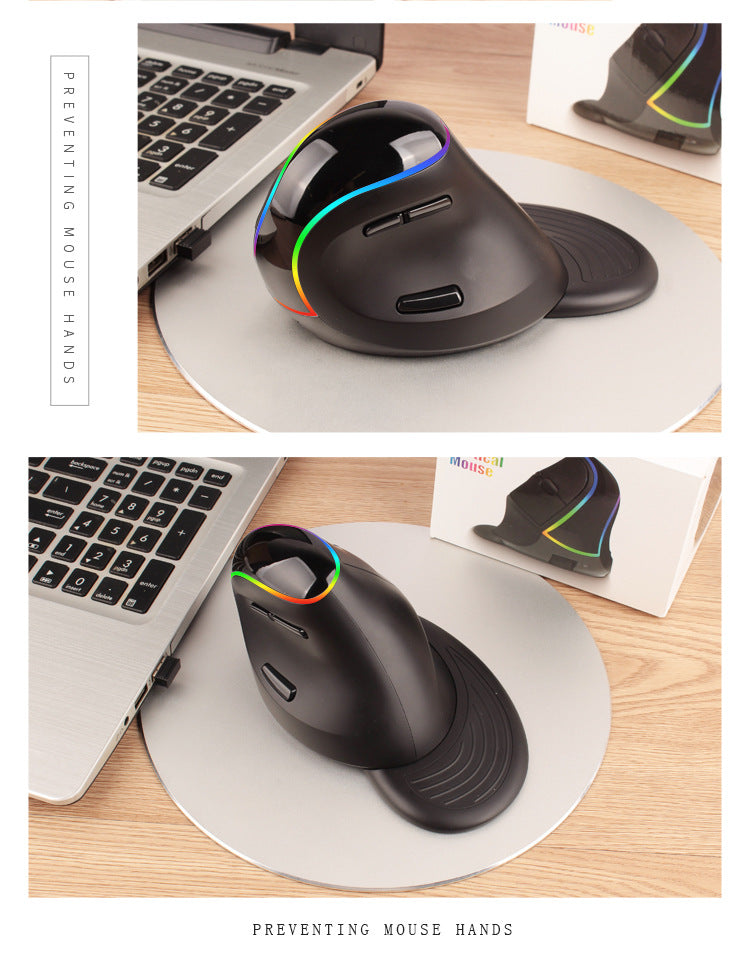 Image of Ergonomic RGB Bluetooth Vertical Mouse - Front View