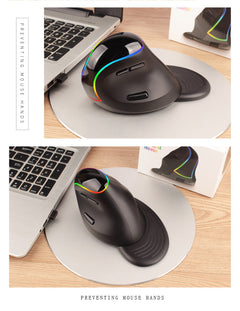 Image of Ergonomic RGB Bluetooth Vertical Mouse - Front View