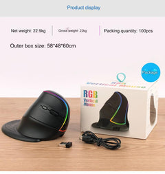 Image of Ergonomic RGB Bluetooth Vertical Mouse - Top View