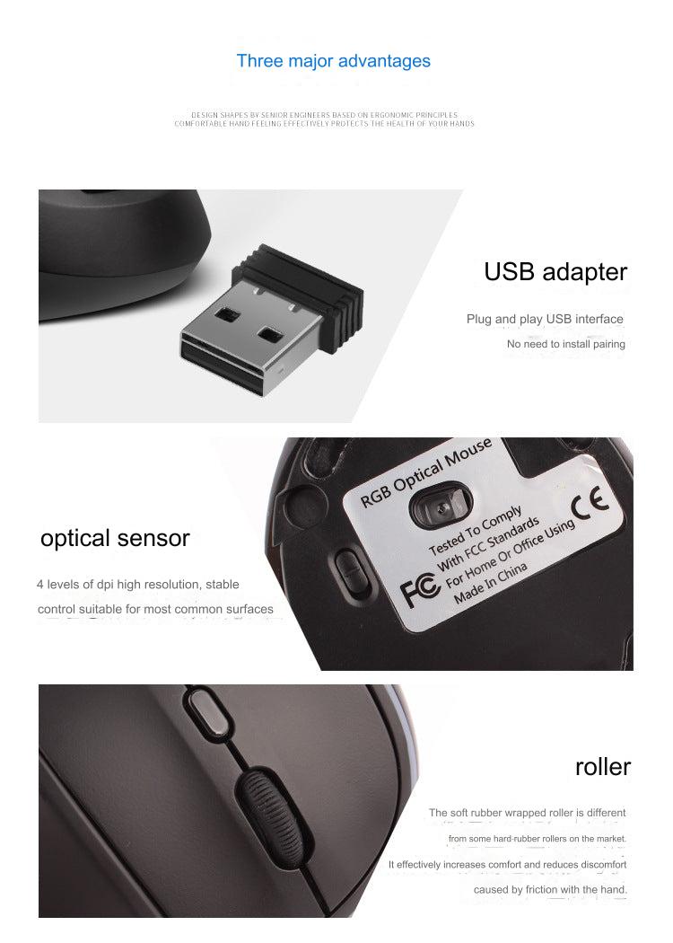 Image of Ergonomic RGB Bluetooth Vertical Mouse - Buttons Close-Up