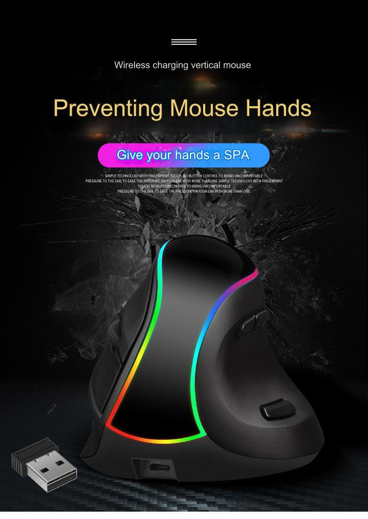 Image of Ergonomic RGB Bluetooth Vertical Mouse - User Hand Size