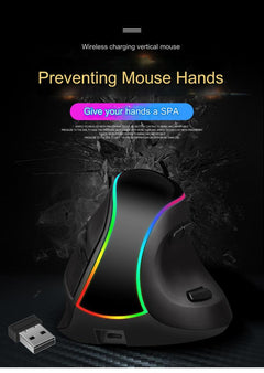 Image of Ergonomic RGB Bluetooth Vertical Mouse - User Hand Size