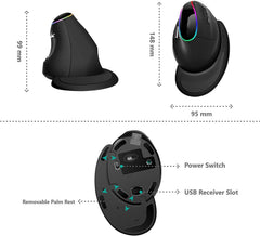 Image of Ergonomic RGB Bluetooth Vertical Mouse - Top View