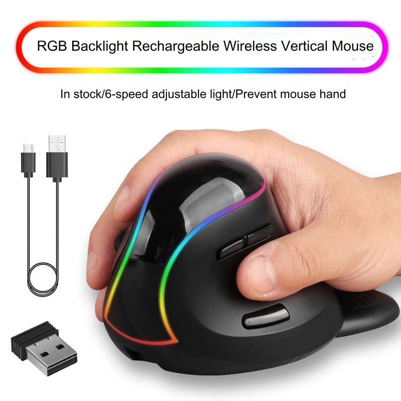 Image of Ergonomic RGB Bluetooth Vertical Mouse - Side View