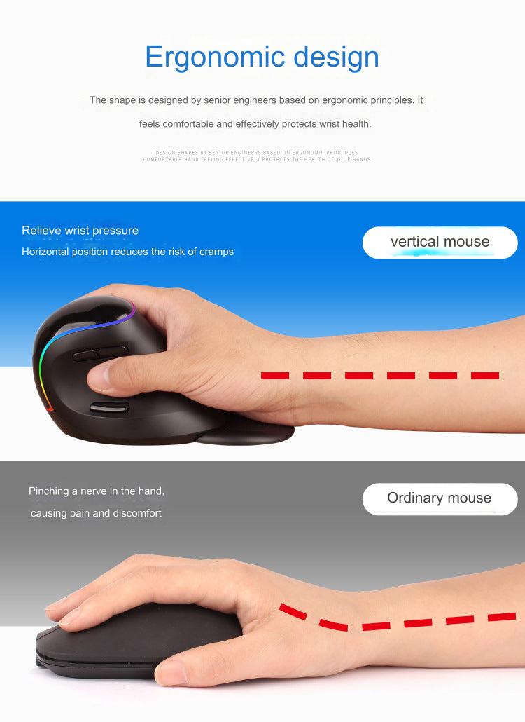 Image of Ergonomic RGB Bluetooth Vertical Mouse - Top View