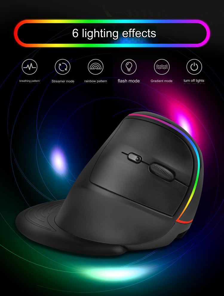 Image of Ergonomic RGB Bluetooth Vertical Mouse - RGB Lights On
