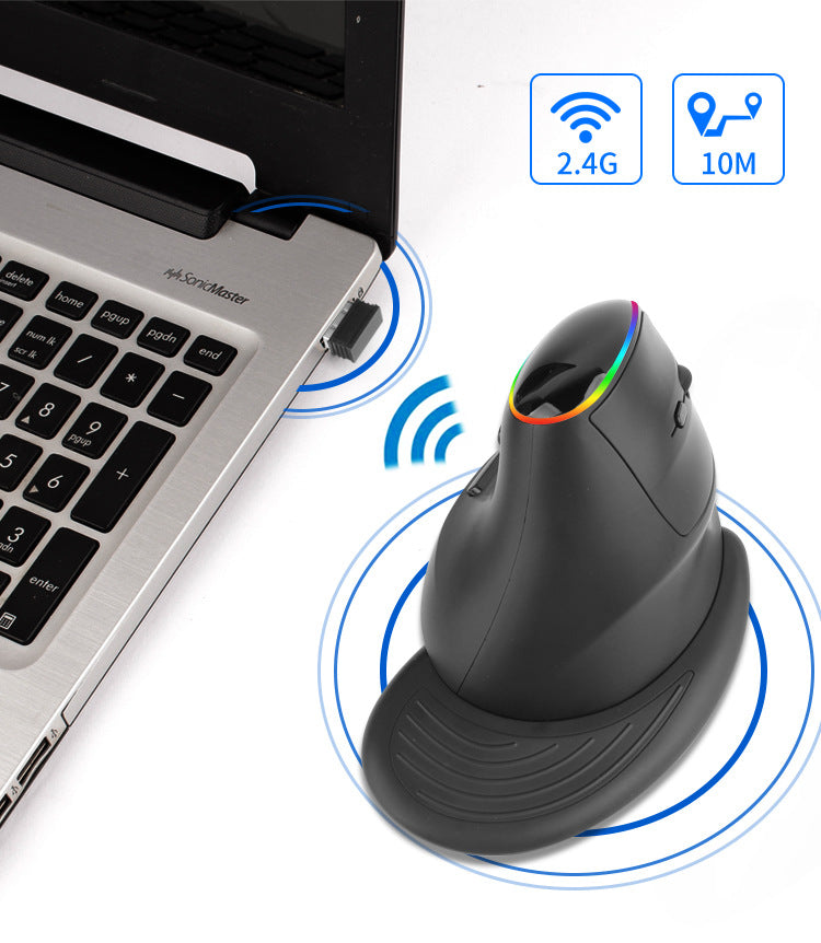 Image of Ergonomic RGB Bluetooth Vertical Mouse - User Hand Size
