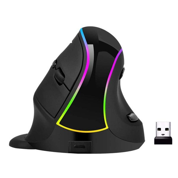 Image of Ergonomic RGB Bluetooth Vertical Mouse - Comparison with Regular Mouse