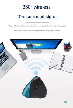 User holding the vertical wireless mouse