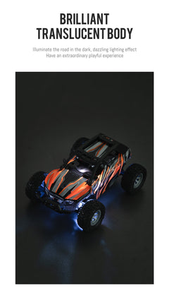 Vibrant LED lights on the RC car in motion