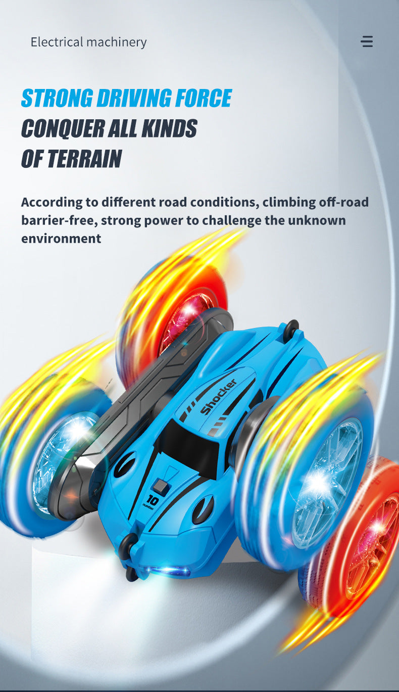 Various angles of the stunt remote control car in action