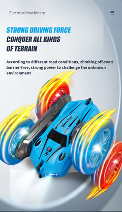Various angles of the stunt remote control car in action