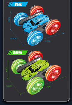 Front view of the stunt remote control car with LED lights