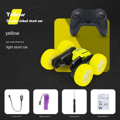 LED lights illuminating the stunt remote control car
