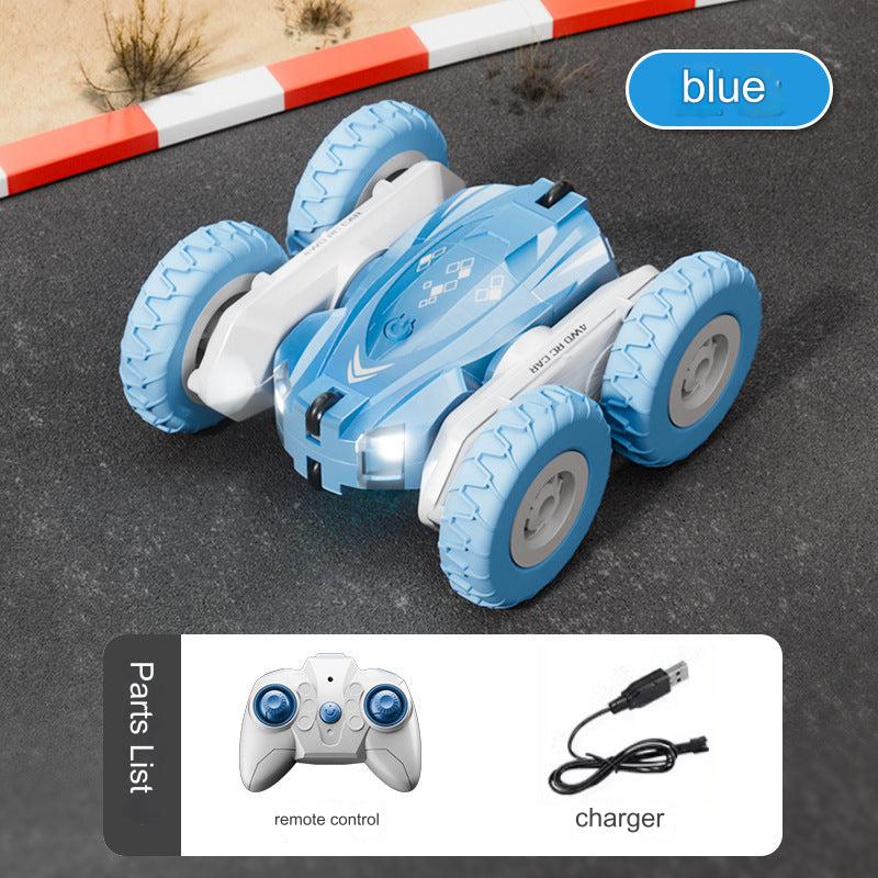 LED lights illuminating the stunt remote control car