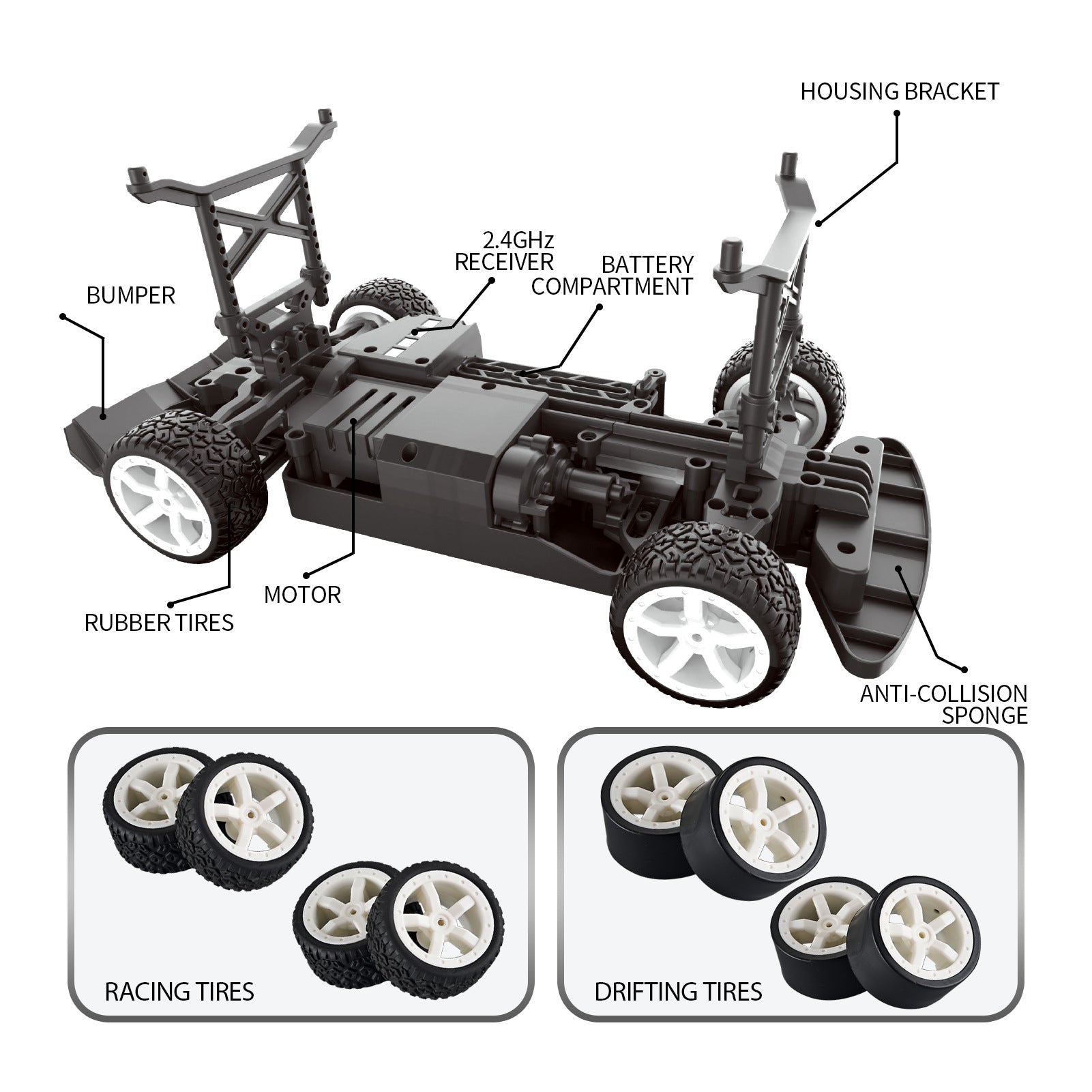 Vibrant RC car with headlights