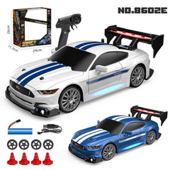 RC drift car showing lights