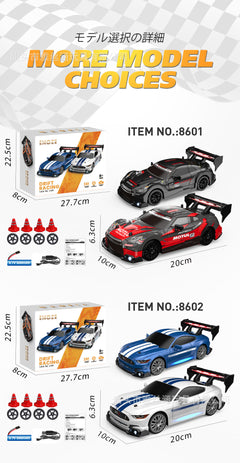 RC drift car showing lights