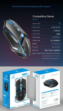 Side view of RGB gaming mouse with LED lighting