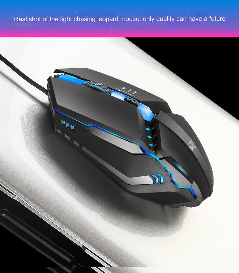 Wired gaming mouse with optical sensor and cable