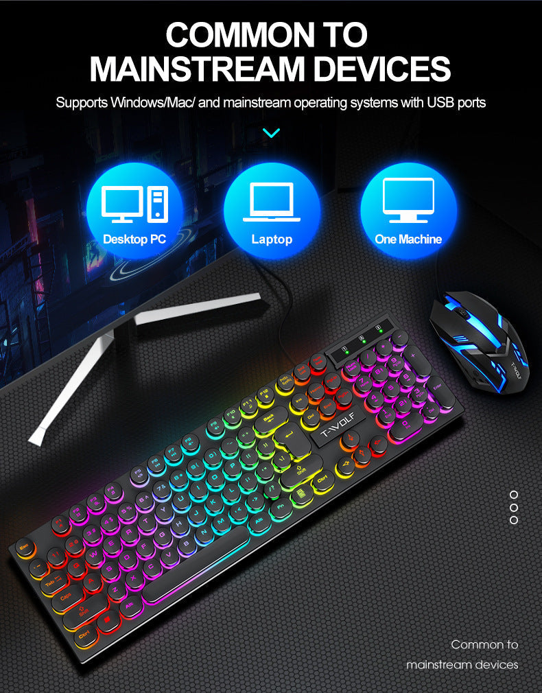 T-WOLF T80 keyboard colourful lighting effects