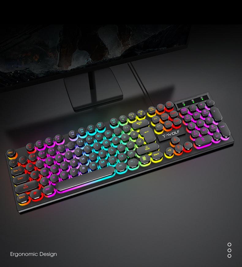 T-WOLF T80 Retro Punk Keyboard colourful backlight