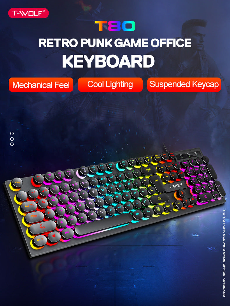 T-WOLF T80 keyboard black finish
