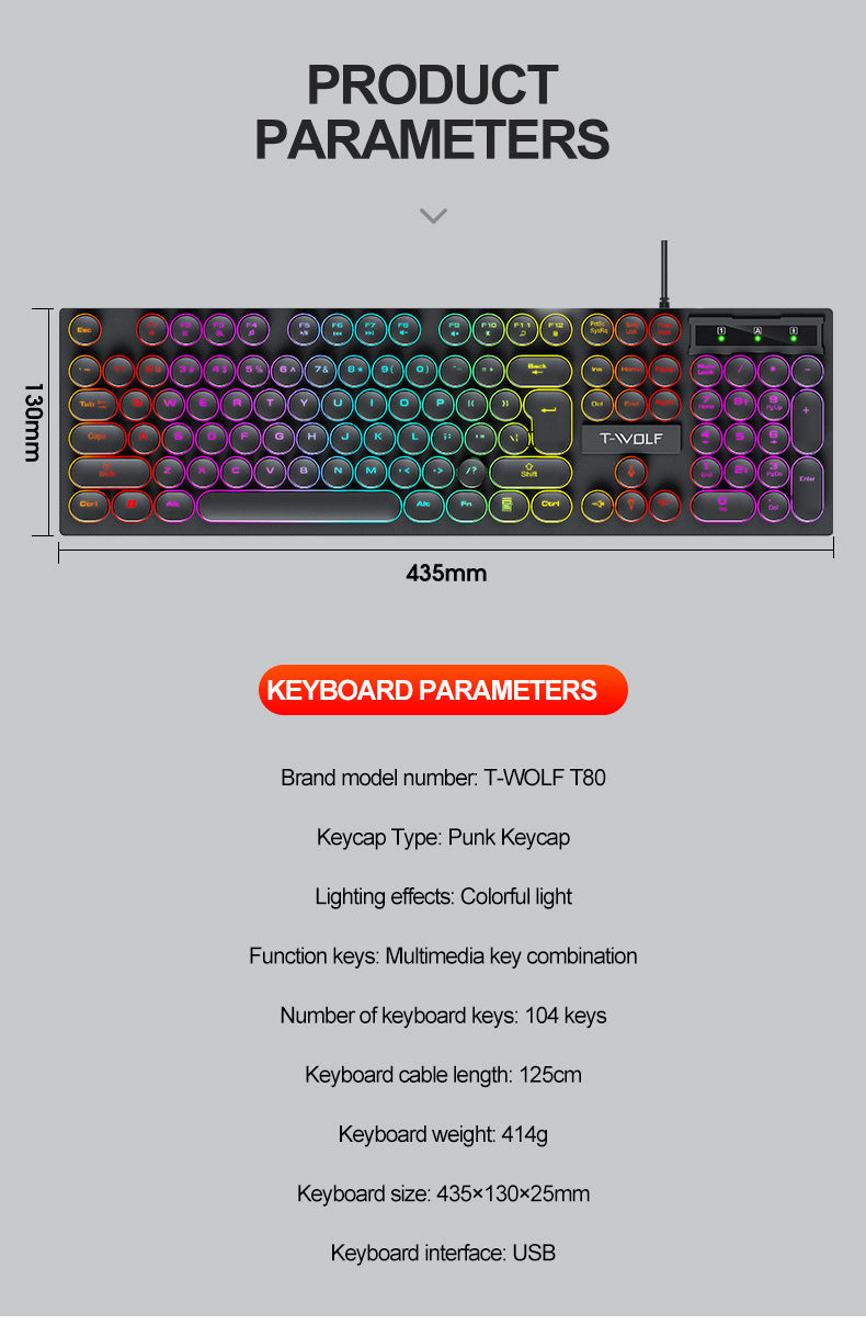 T-WOLF T80 keyboard stylish setup