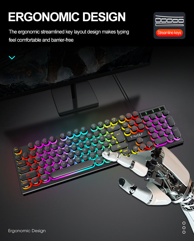 T-WOLF T80 keyboard colourful lighting effects