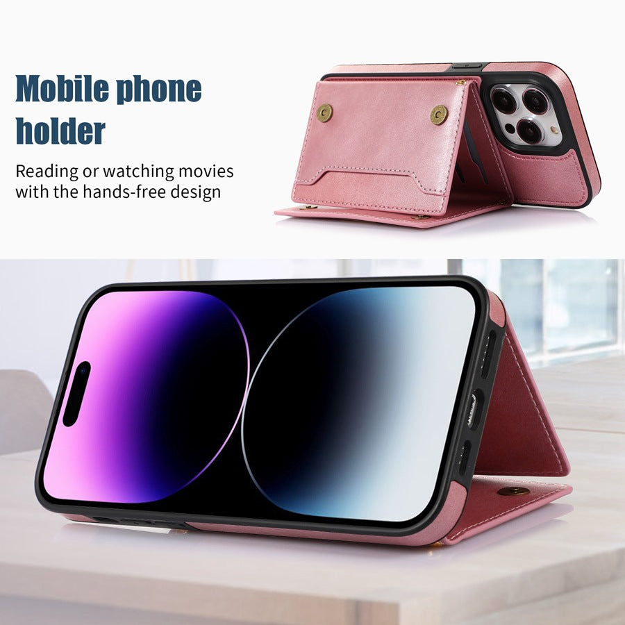 Black Slim Magnetic Wallet Case for iPhone