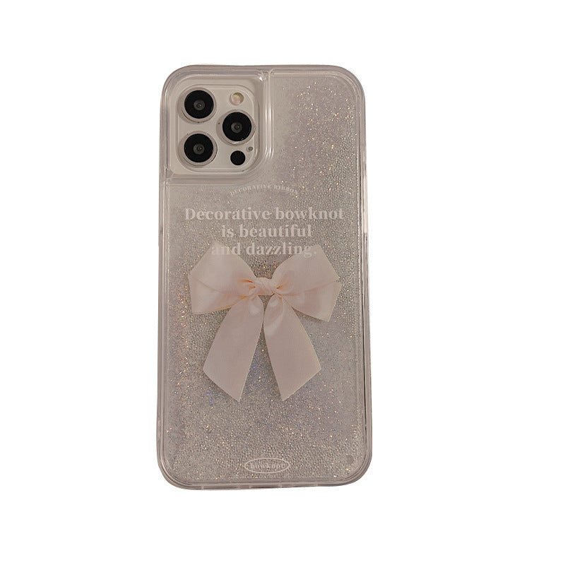 Close-up of Pink Glitter Bow iPhone Case