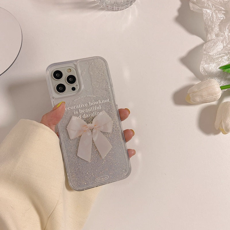 Close-up of Pink Glitter Bow iPhone Case