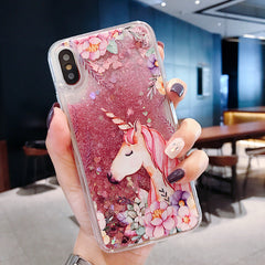 Glitter phone case with colourful floral design