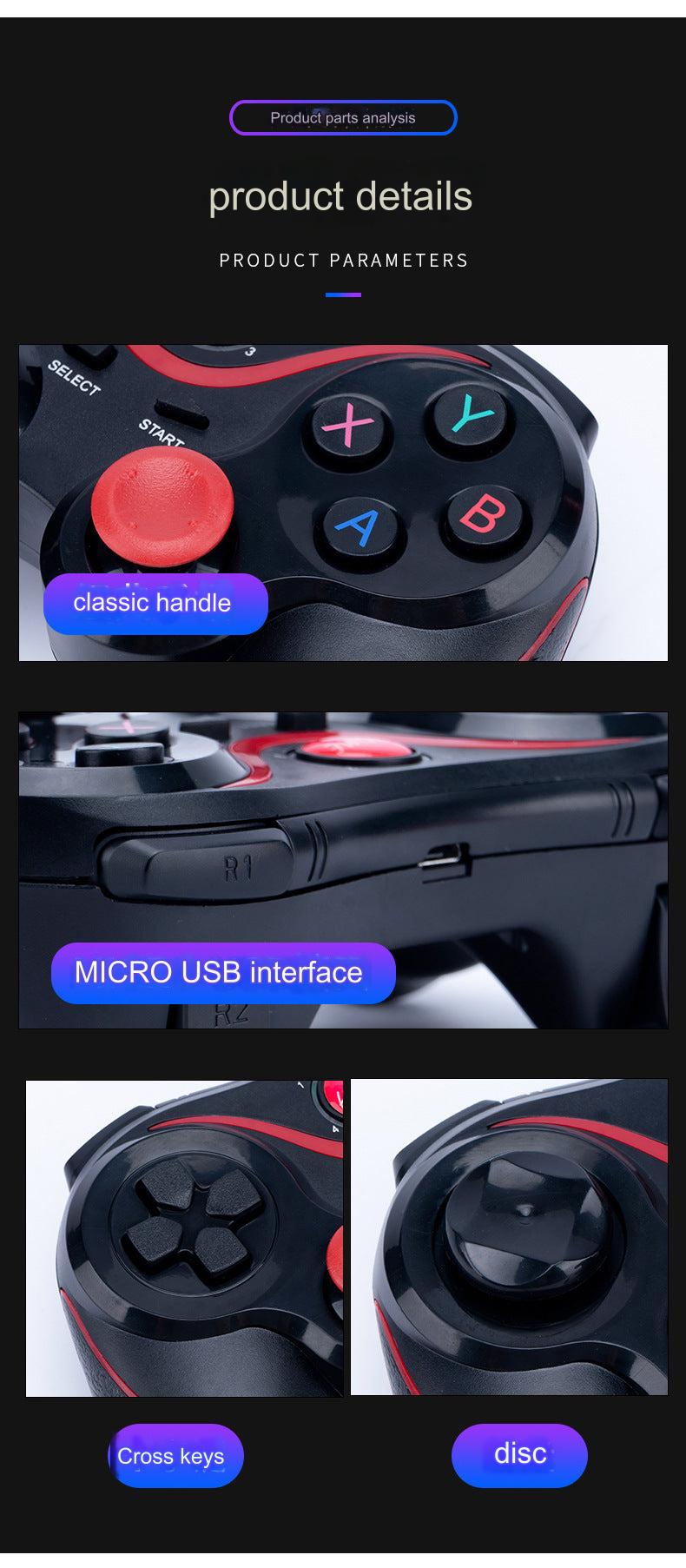 X3 controller side view with buttons highlighted