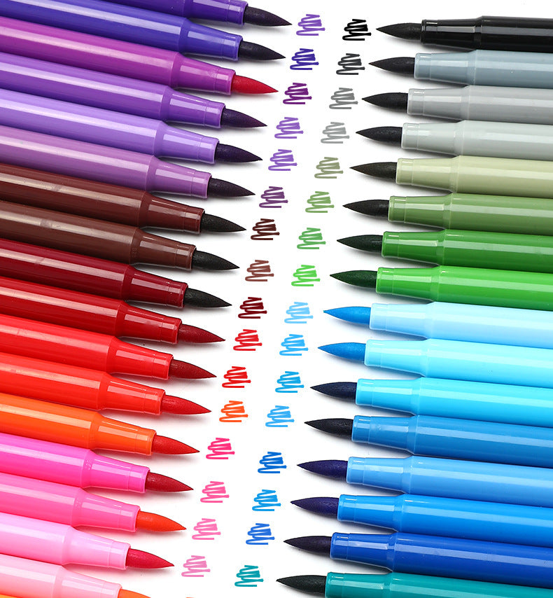 Close up of watercolor brush tip pens