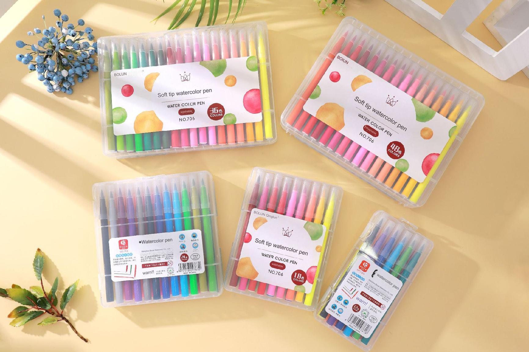 Vibrant Washable Watercolor Brush Pens Set in 18 colours