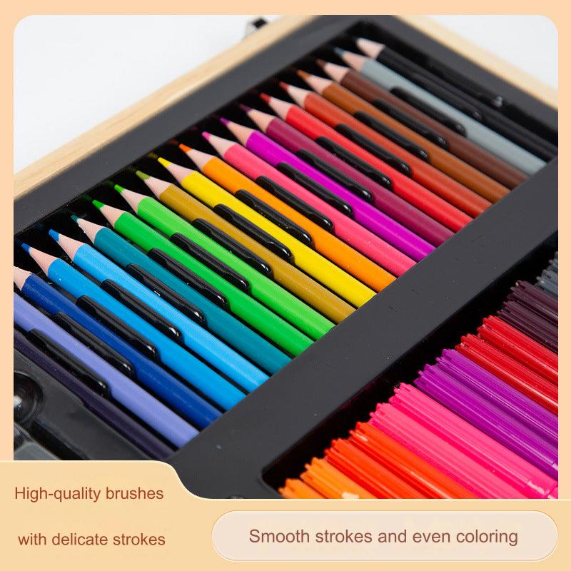 wooden art box with supplies