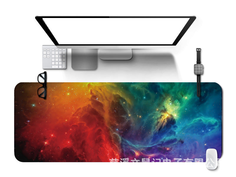 Large gaming desk mat in a stylish setup