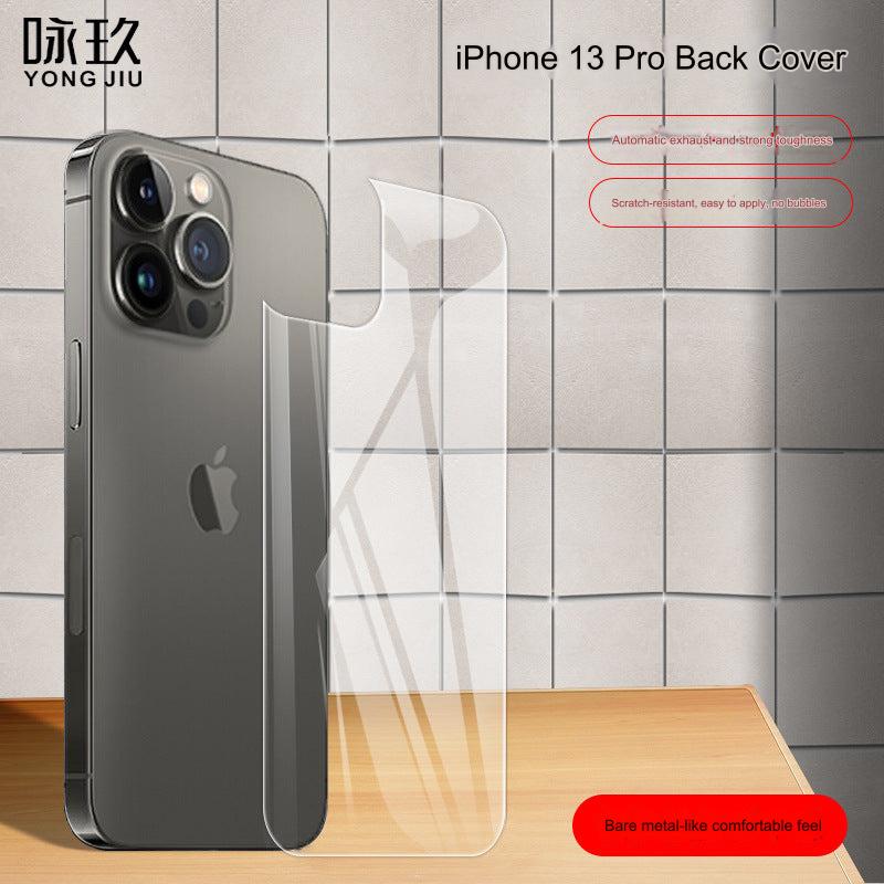 Premium tempered glass back cover on iPhone 13