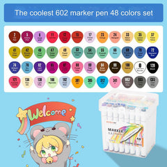 Markers in use on canvas and paper