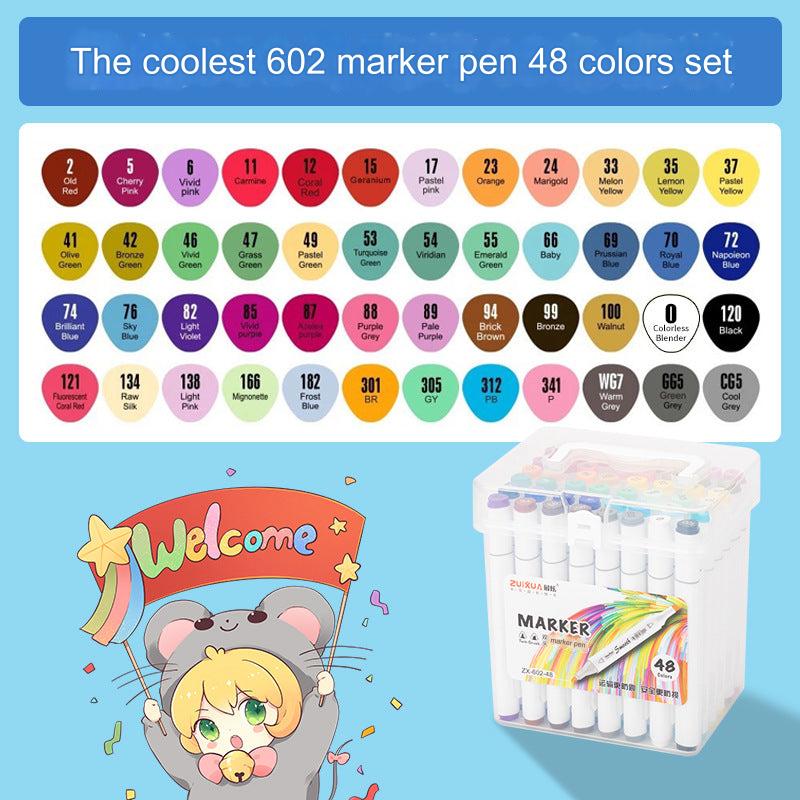 Markers in use on canvas and paper