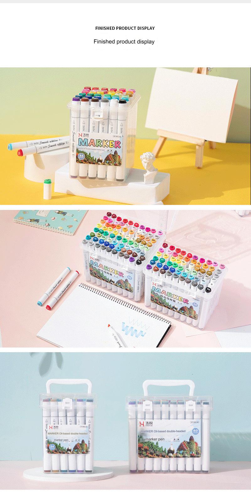 Showcasing 48 colour options of the dual-head markers set