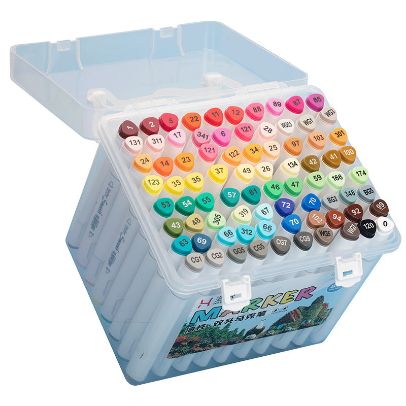 Showcasing 48 colour options of the dual-head markers set