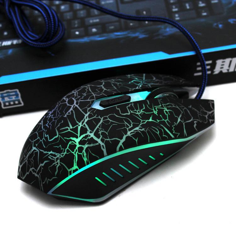 RGB LED backlight mouse in gaming setup
