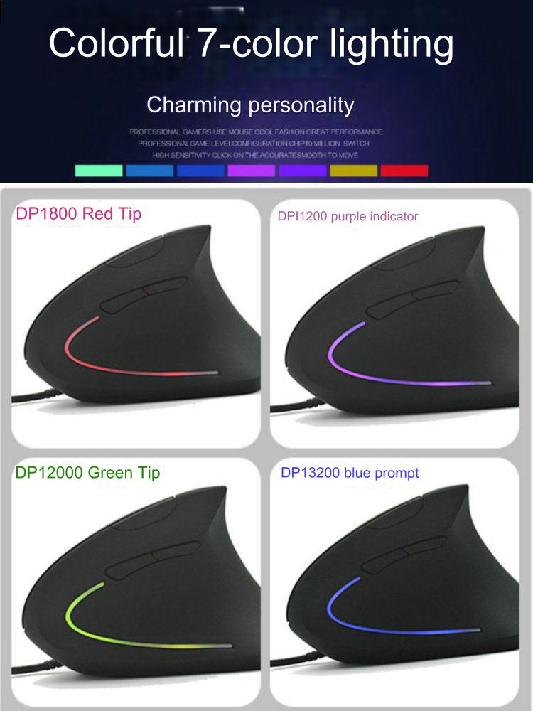 Ergonomic wired vertical mouse from top view