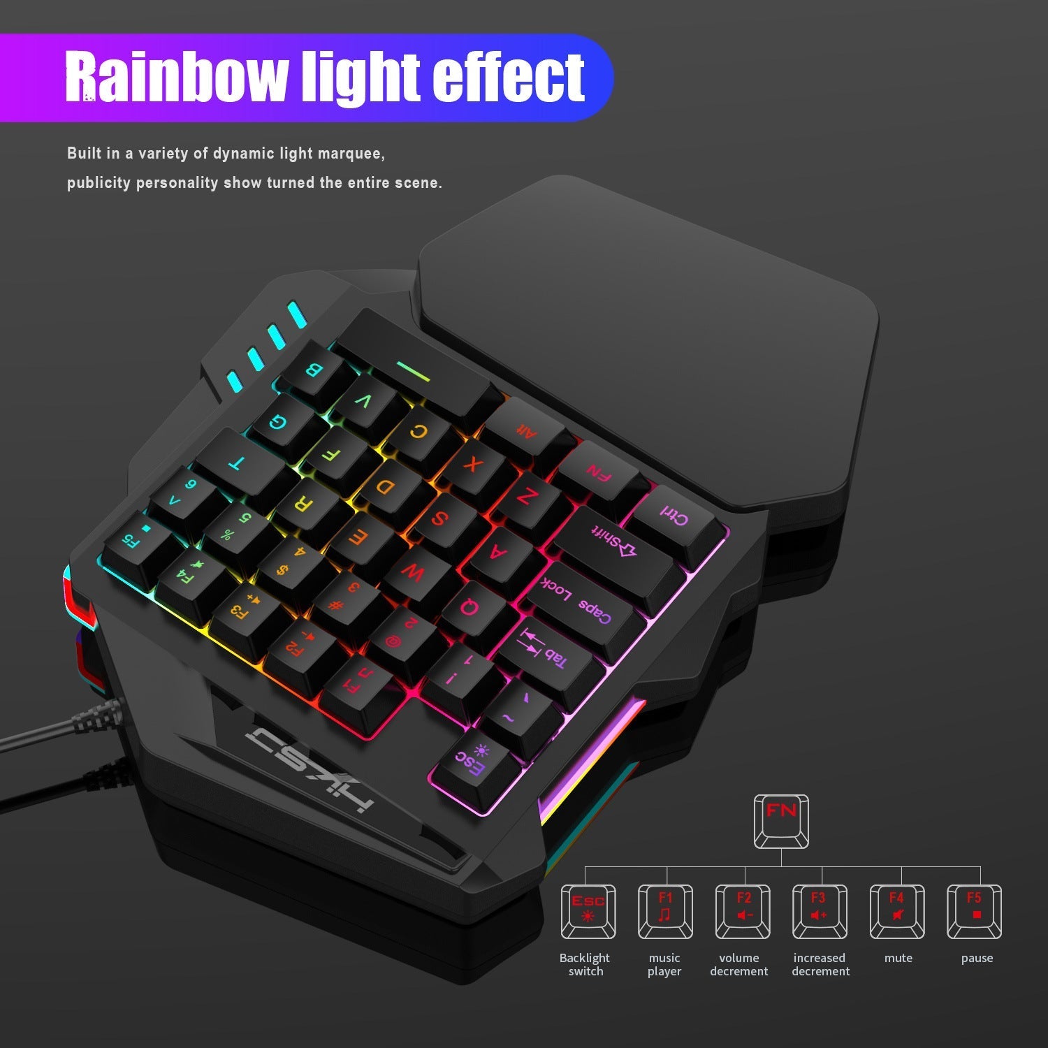 Image of the RGB gaming keyboard from the front view