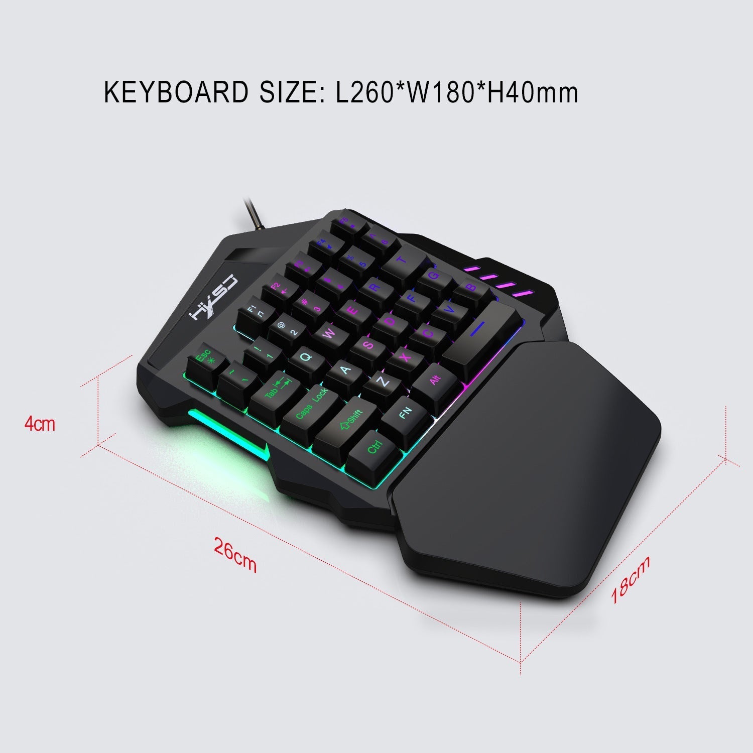 Keyboard cable length display for setup flexibility