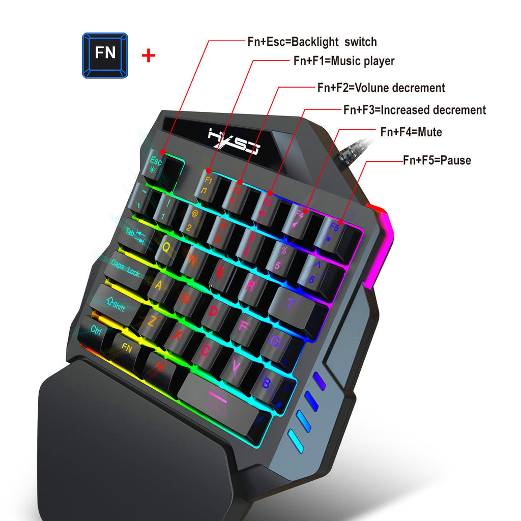 Side view of the single-handed gaming keyboard