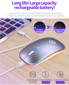 Silent Rechargeable Bluetooth Wireless Mouse RGB lighting